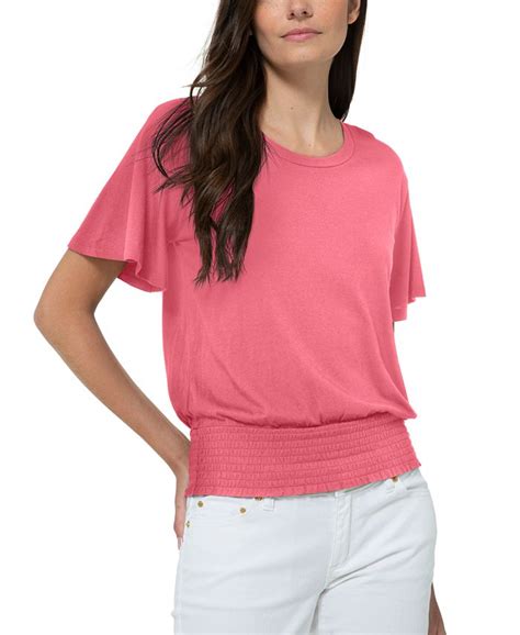 michael kors girls t shirts|michael kors smocked waist top.